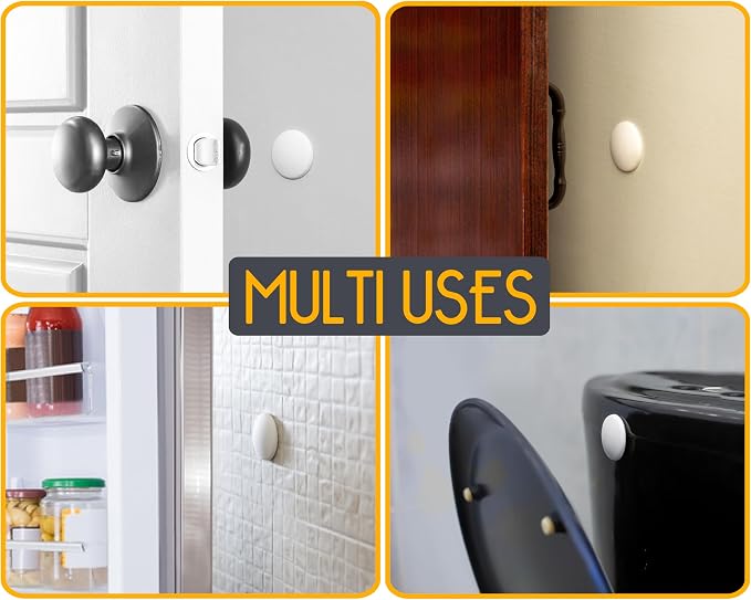 Door Stoppers - Medium 2" (12 Pack) - Door Stoppers for Wall with Strong Back Adhesive - Quiet and Shock Absorbent Silicone Wall Protectors from Door Knobs - Protects Every Surface - White