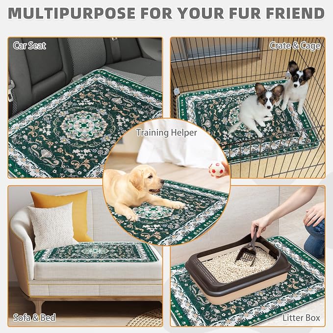 KOOLTAIL Washable Pee Pads for Dogs, 2 Pack Super Absorbent Reusable Puppy Training Pads Waterproof, Nonslip and Leak-Proof Dog Pee Pads, Large Pet Mats Whelping Pads for Floor, Crate, Couch 36*41