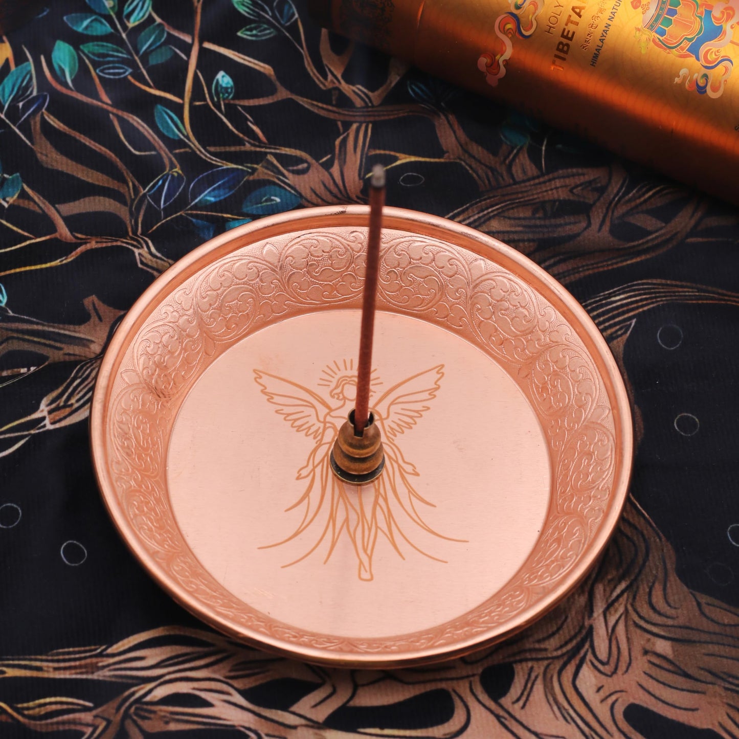 Amitofo Copper Offering Prayer Ritual Bowl Plate - Great for use Witches Meditation,Smudging, Incense,Candle Dish, Ash Catcher,Jewelry Dish (New Metatron)
