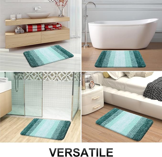 OLANLY Bathroom Runner Rugs Mat 47x17, Extra Soft Absorbent Microfiber Bath Rugs, Rubber Backing, Quick Dry, Long Bath Mats for Bathroom, Tub and Shower, Home Decor Accessories, Blackish Green