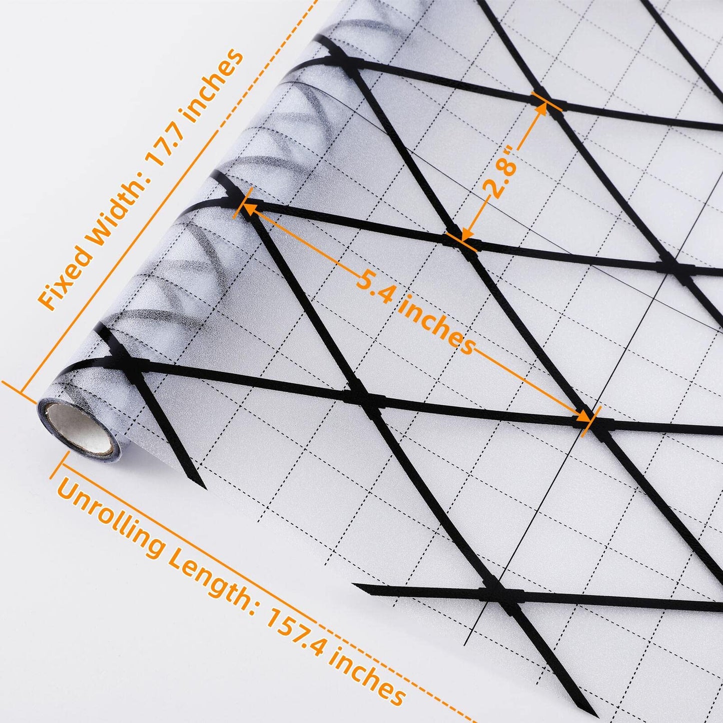 VELIMAX Frosted Black Lattice Window Film Static Cling Window Privacy Films Decorative Glass Vinyl Film for Windows Removable Sun Blocking Anti-UV 17.7x157.4 inches