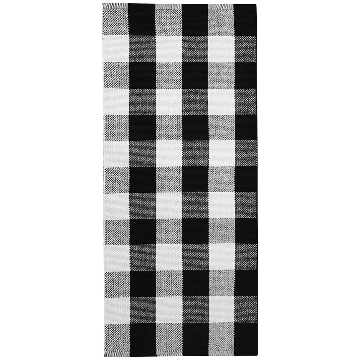 KOZYFLY Buffalo Plaid Area Rugs 2x4.3 Ft Black and White Checkered Rug Washable Front Door Mat Hand Woven Cotton Outdoor Rug Small Rug for Front Porch Kitchen Entryway Patio Bathroom