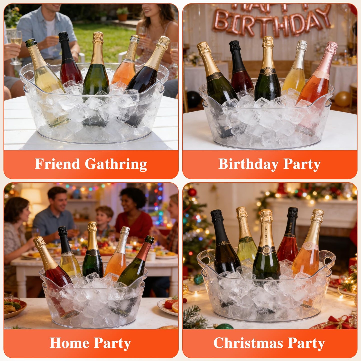 Yeatruojeet 2 PCS Ice Bucket for Parties, 6.5L Large Ice Bucket, 1.7 Gallon Champagne Bucket with 2 Scoops, Beverage Tub Mimosa Bar Supplies for Champagne, Beer, Cocktail