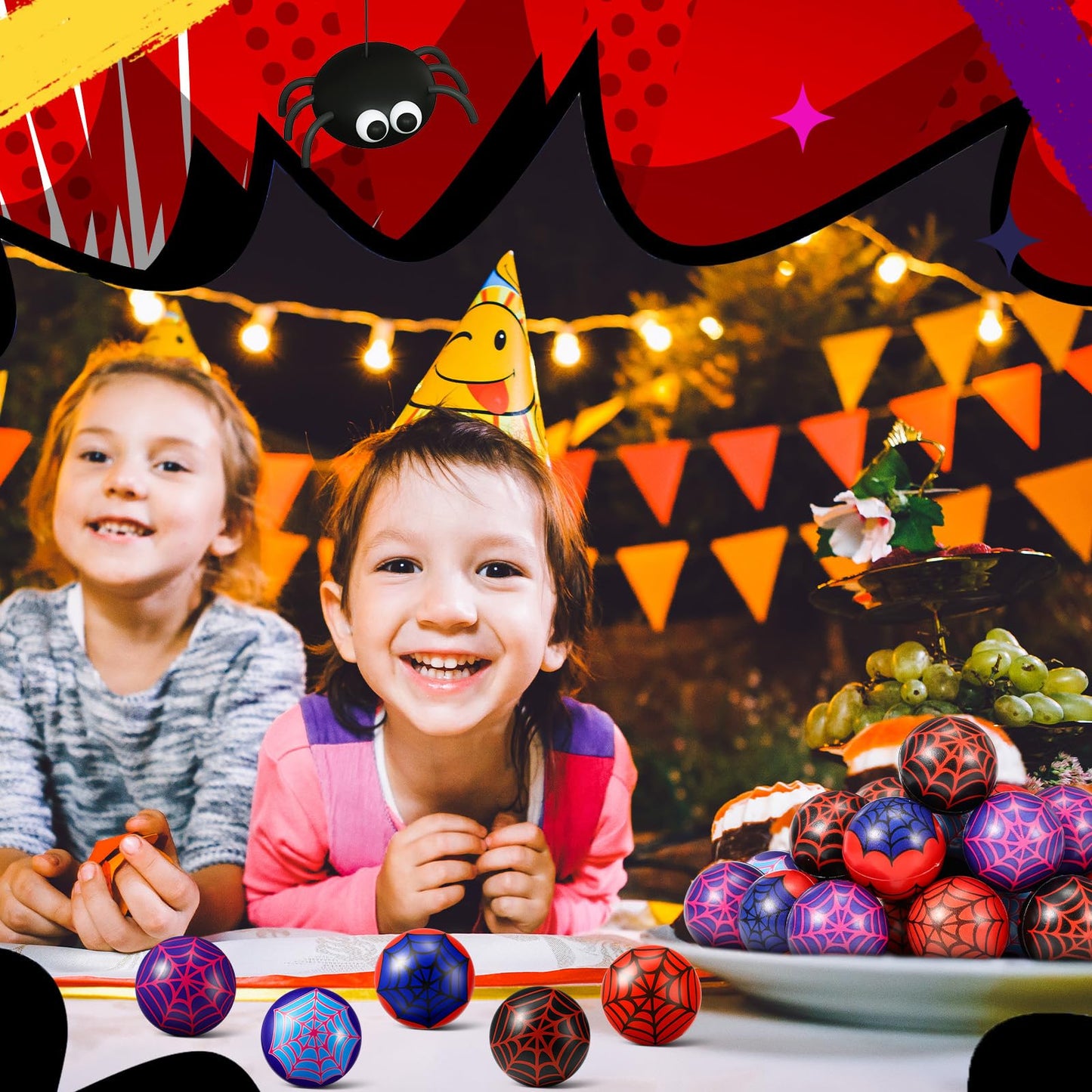 Civaner 24 Pcs Spider Party Favor, Spider Web Stress Ball Sensory Fidget Toys for Kids Birthday Decoration Game Supplies Goodie Bags Stuffers Back to School Classroom Gifts (3 Style,1.57'')