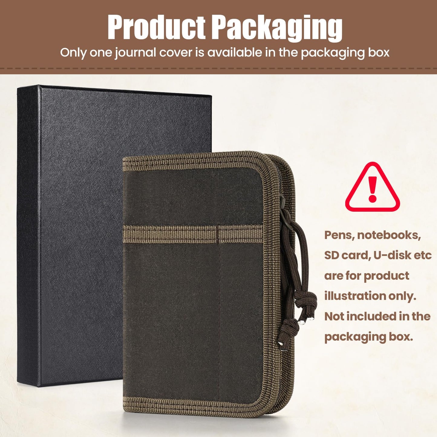 Journal Cover for Field Notes 3.5"x5.5",Water Resistant Journal Wallet for Moleskine Cahier,Waxed Canvas Pocket Notebook Cover,Brown