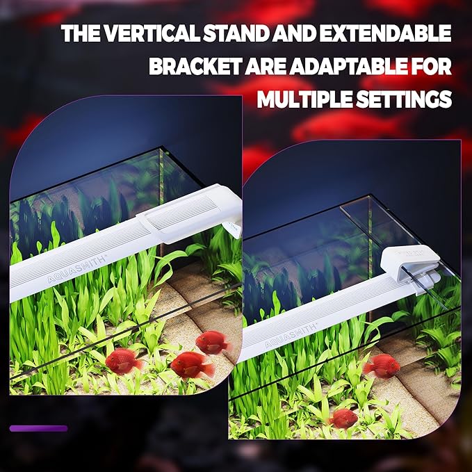 AQUASMITH Aquarium Light,Fish More Red Water is Not,Specific Full Spectrum Fish Tank Light,Comes with Two Mounting Brackets, Timing Function, Memory Feature, Adjustable Brightness, IP68 (22IN)