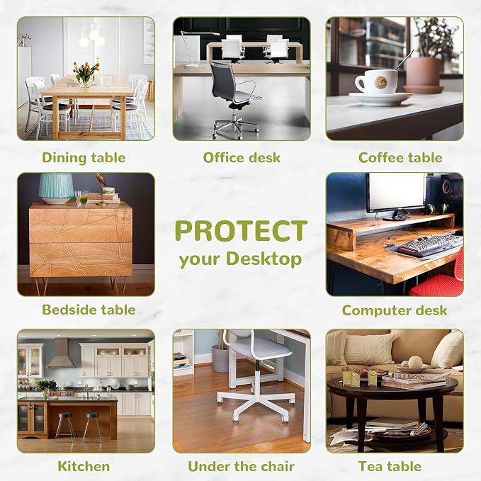 30 x 60 Inch Clear Table Cover Protector, Clear Table Protector for Dining Room Table, 1.5mm Plastic Table Cover, Waterproof Table Pad for Kitchen, Office