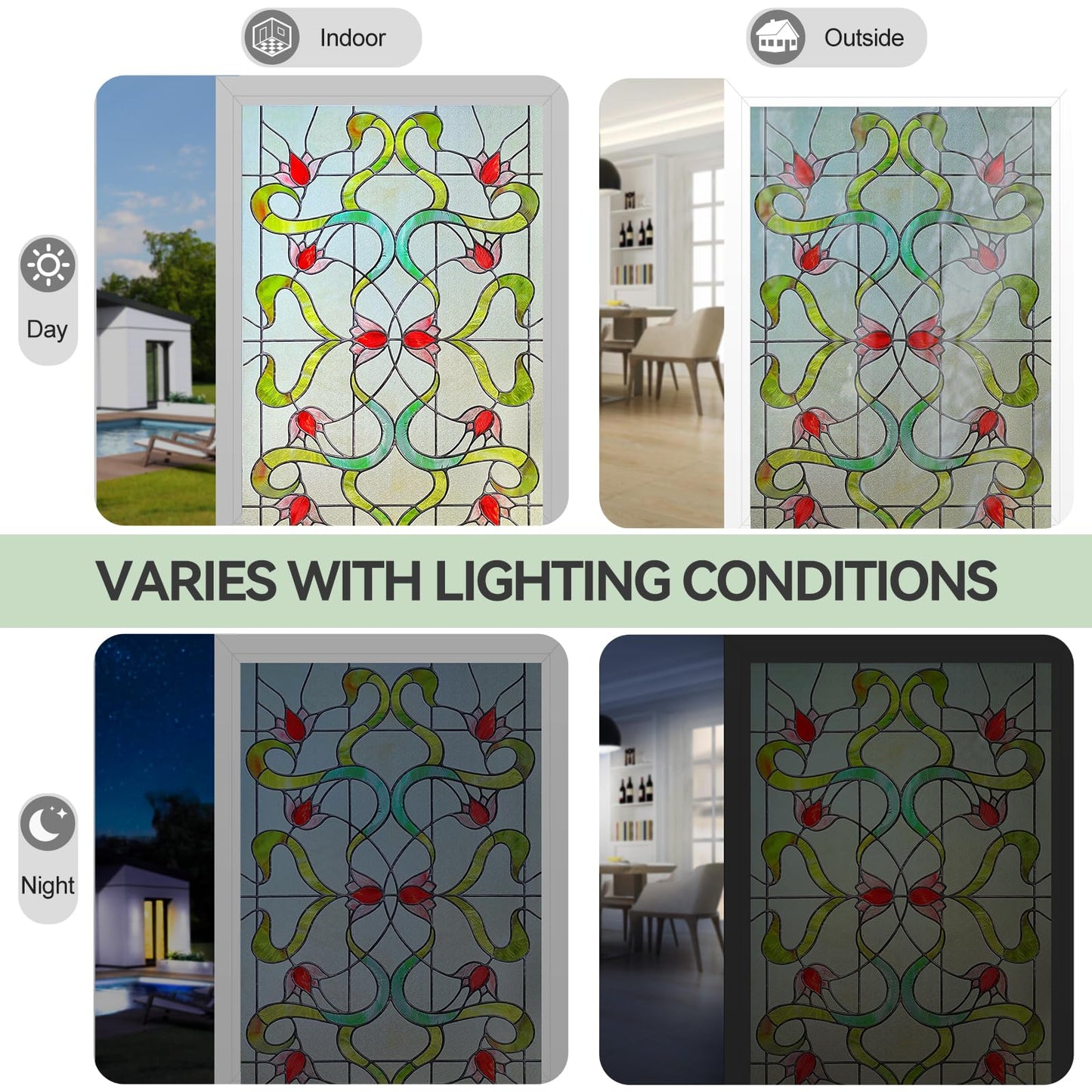 Decorative Window Privacy Film for Bathroom,Front Door,Home (Garden of Eden, 23.6inch x 35.4inch)