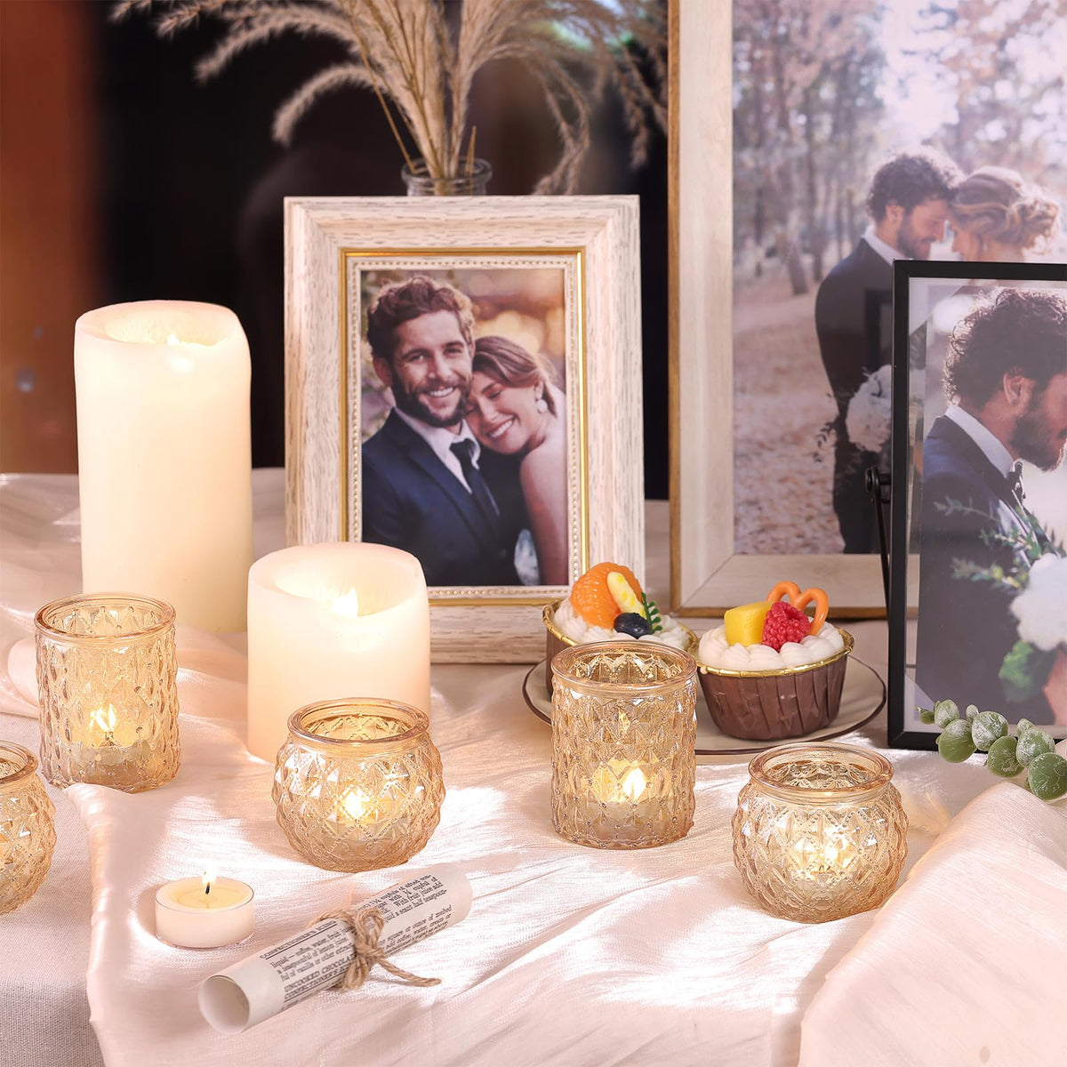 NITIME 12Pcs Assorted Gold Votive Candle Holders, Tea Light Candle Holder for Table Centerpiece, Gold Candle Holders for Wedding Centerpieces, Brithday and Holiday Decorations