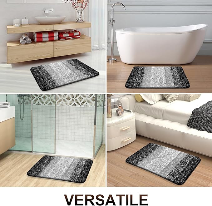 OLANLY Bathroom Rugs Mat 36x24, Extra Soft Absorbent Microfiber Bath Rugs, Rubber Backing, Quick Dry, Machine Washable Bath Mats for Bathroom Floor, Tub and Shower, Home Decor Accessories, Black