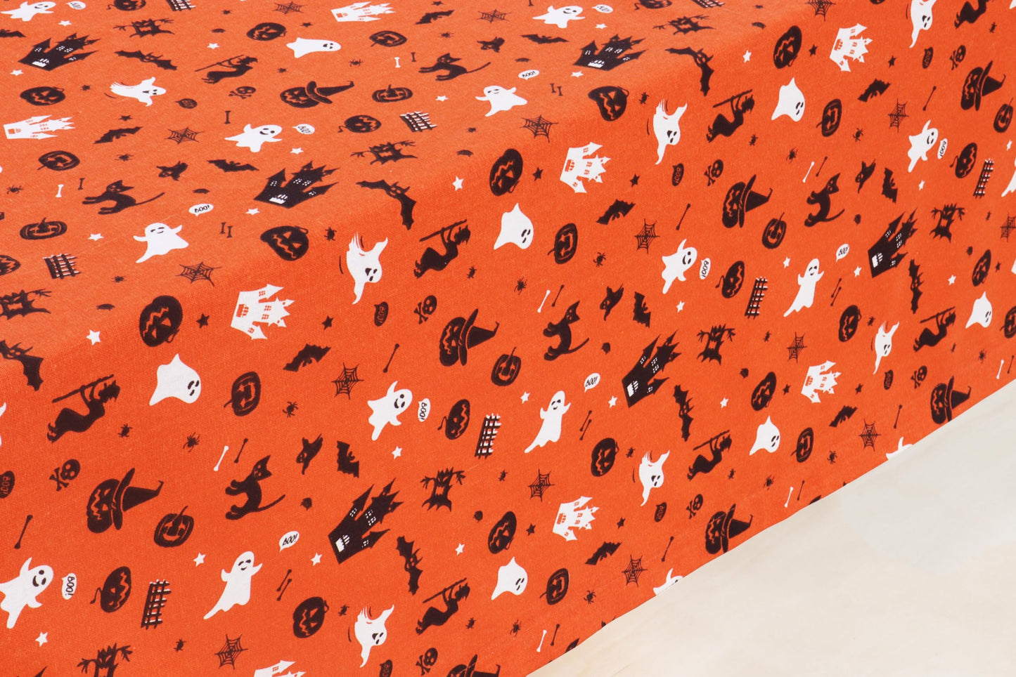 PurpleEssences Orange Black Halloween Tablecloth, Rectangle Halloween Party Tablecloth Decoration, 60x104 Inch Machine Washable Cotton Table Cover, Haunted House