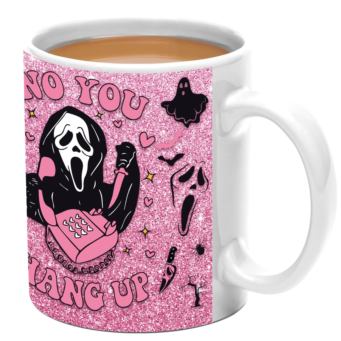 Equoza Halloween Coffee Mug, 11oz Gothic Scream Cup for Women Girls, Spooky Ceramic Mug Horror Movie Gift for Halloween Lovers
