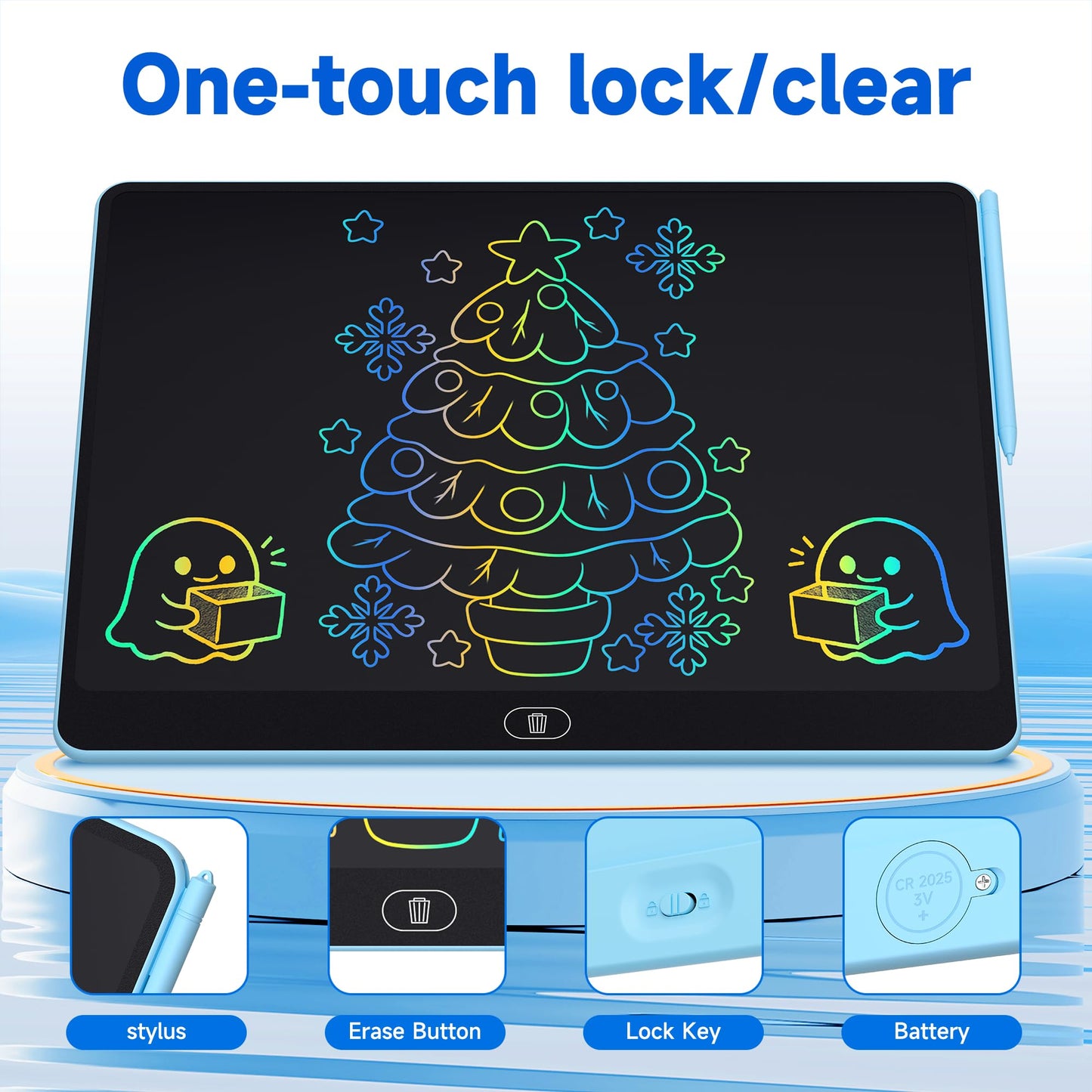 16 Inch LCD Writing Tablet 2 Pack, Large Electronic Notepad for Adults, Reusable Digital Memo Board for Office Desk and Meetings, Erasable Paper Tablet, Battery Operated(Blue & Black