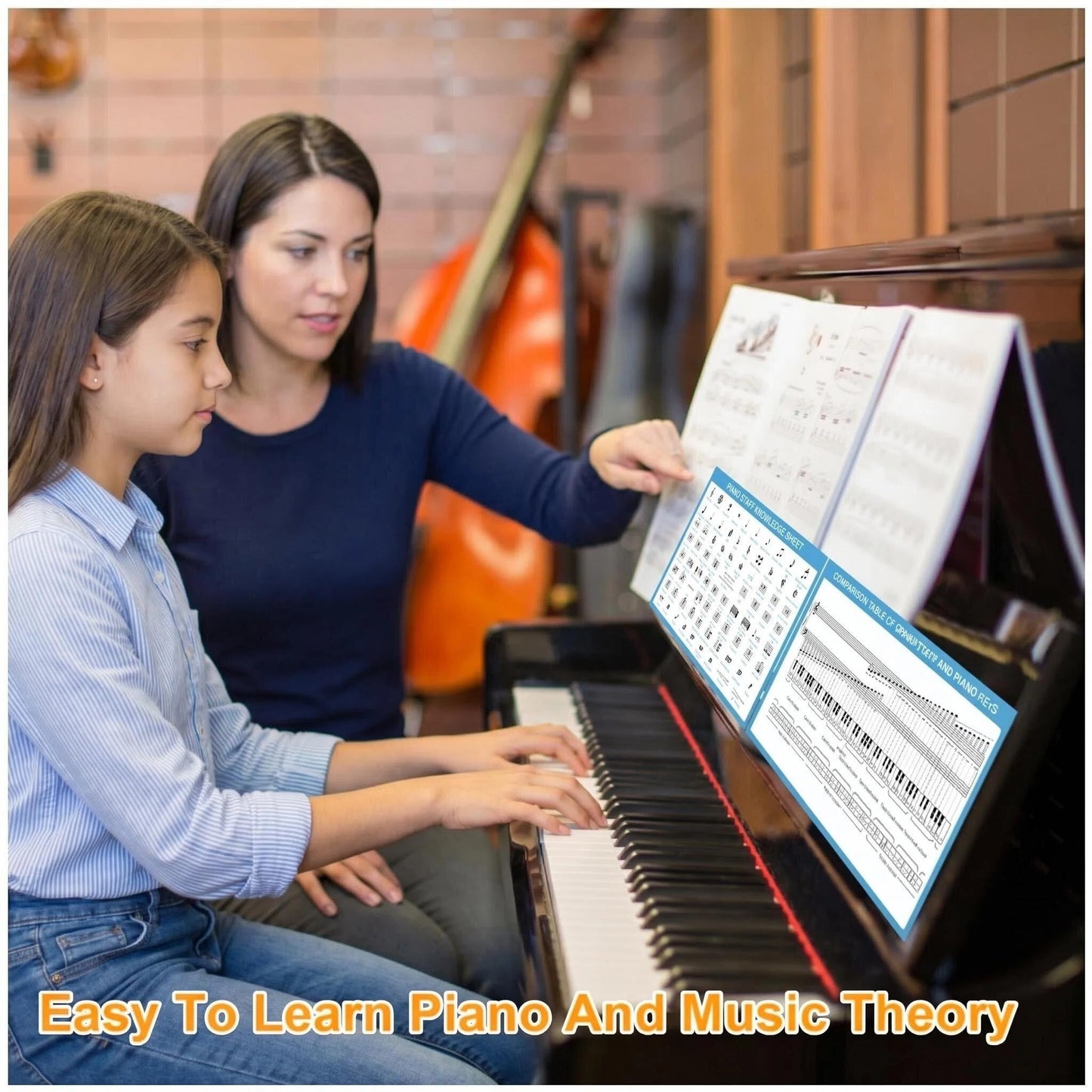 Piano Staff Notes Flashcards and Piano Theory Chart,Color Coded Flash Cards for 104 Staff Notes - 104 Double-Side Note Cards - Fun Educational Flashcards for Piano, Music Learners