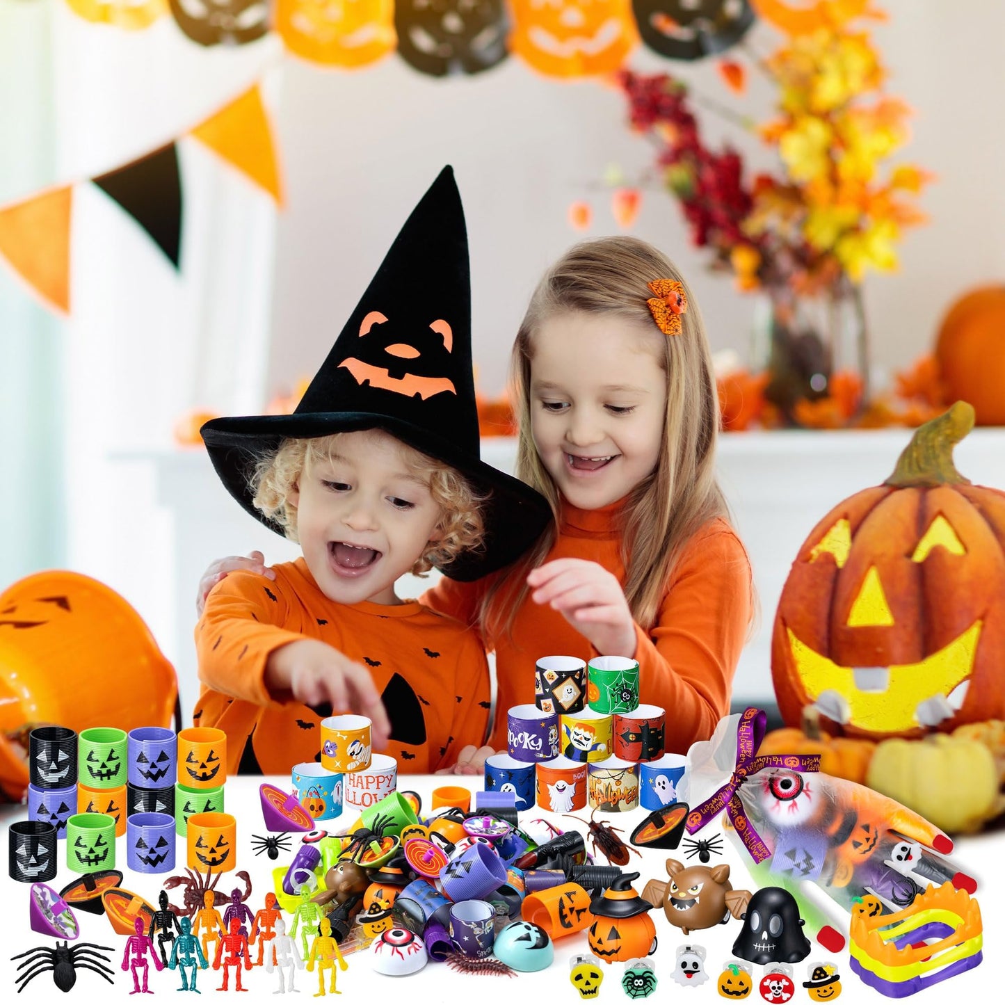 DMIGHT Halloween Party Favors - 193pcs Stuffed Toys Bulk Birthday Party Decorations, Goodie Bags for Party Supplies, Halloween Games for Kids