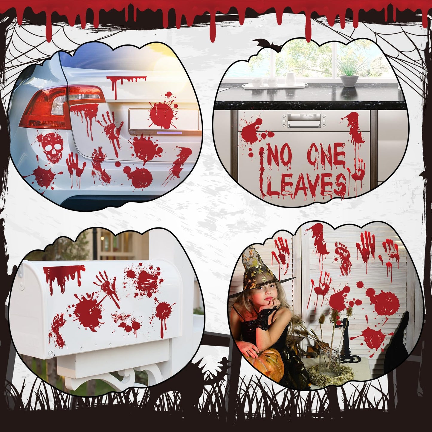 Chapou 28 Pcs Halloween Garage Door Stickers Magnets Halloween Refrigerator Door Decals Bloody Garage Magnets Decor Home Decor Magnetic Stickers for Car DIY Holiday