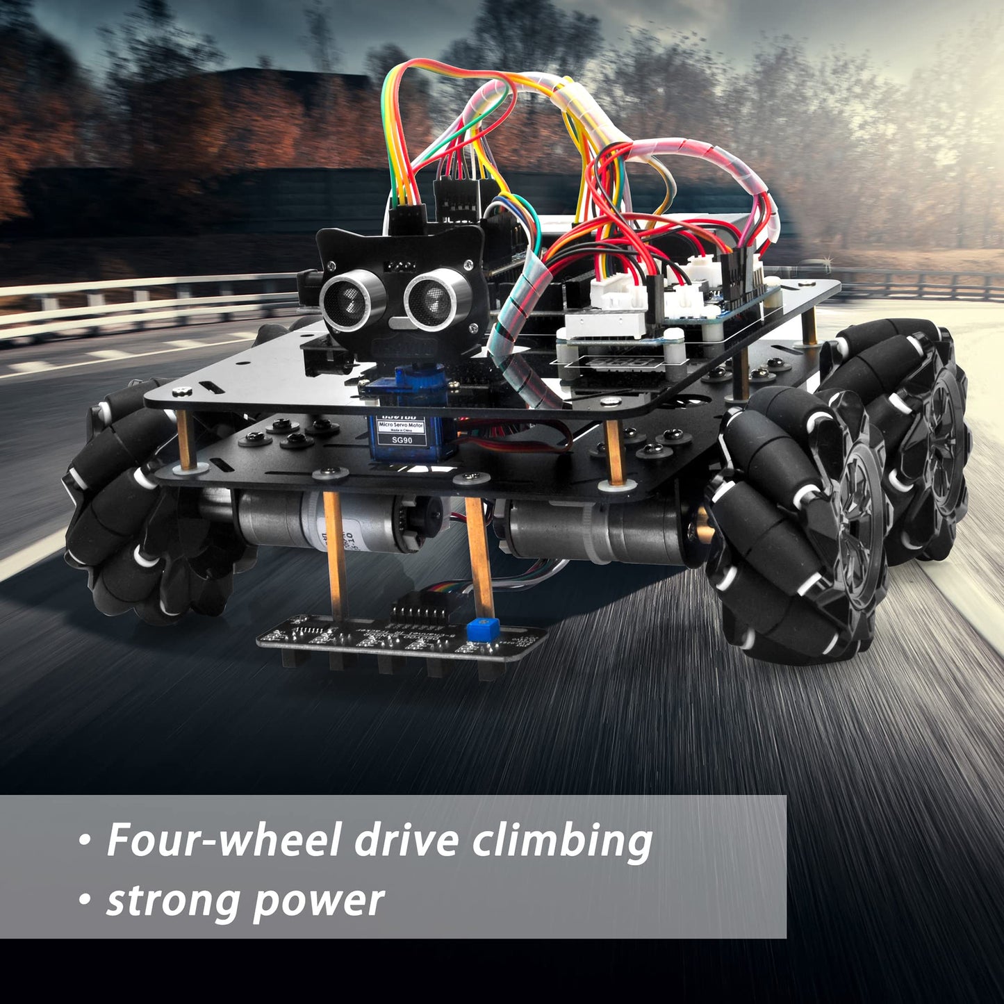 OSOYOO Omni-directinal Mecanum Wheels Robotic Car Kit for Arduino Mega2560 Metal Chassis DC Motor DIY STEM Remote Controlled Educational Mechanical DIY Coding