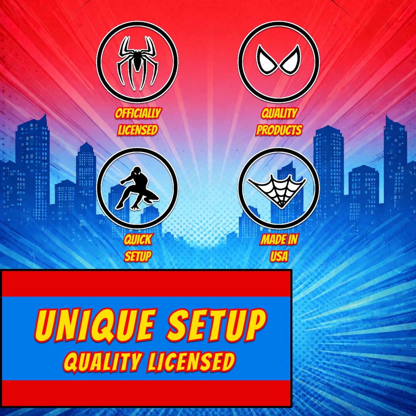 Unique Spider-Man Party Decorations | Swirl Decor Set | Officially Licensed | Jointed Banner and Hanging Swirls | Birthday Decor For Kids, Photo Backdrops, Party Rooms