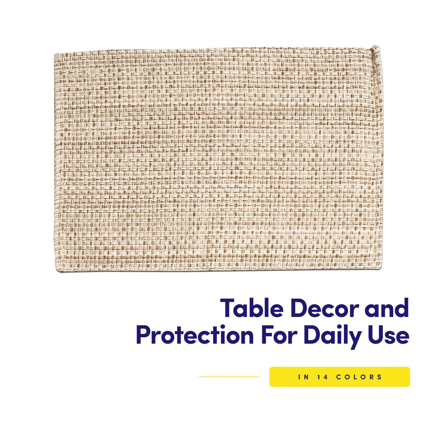 Sweet Home Collection 100% Cotton Placemats for Dining Room Rectangle Two Tone Woven Fabric 13" x 19" Soft Durable Table Mat Set, Set of 6, Eggshell
