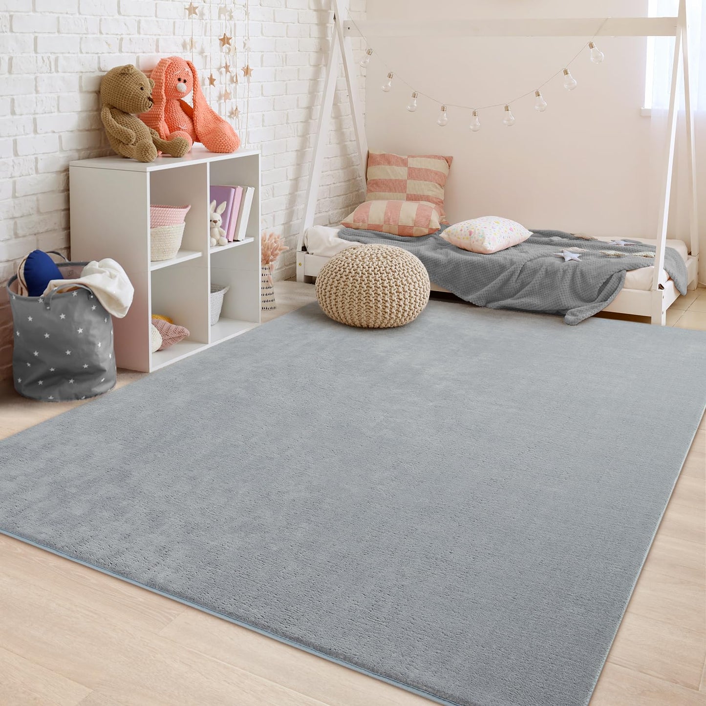 Przemy Washable Area Rug for Living Room Bedroom, 6x9 Feet Grey Memory Foam Rug, Super Soft Modern Indoor Carpet for Kids Room Girls Boys Dorm Nursery Decor Mat