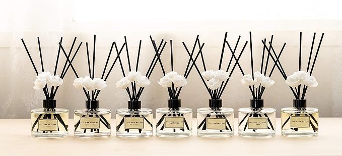 CULTURE & NATURE Reed Diffuser Set 6.7oz (200ml) Flower Market Scented Diffuser with Sticks Home Fragrance Reed Diffuser for Bathroom Shelf Decor