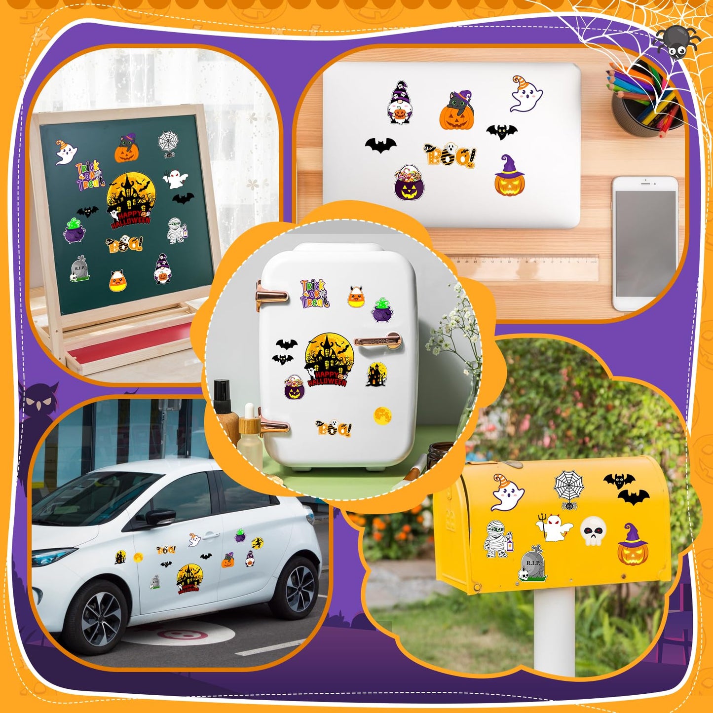 20PCS Halloween Refrigerator Magnets, Pumpkin Fridge Magnet Sticker Trick or Treat Strong Magnet Removable Halloween Decorative Magnets for Fridge Whiteboard Locker
