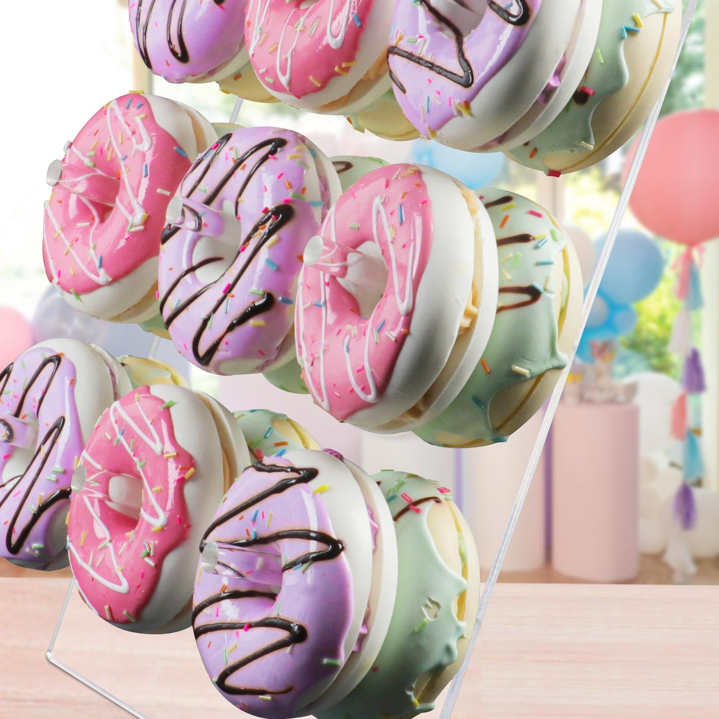 LoveDisplay Donut Wall, 2 Pack Acrylic Donut Stands for Dessert Table, 12 x 10 Inches, Perfect for Birthday, Wedding, Baby Shower, Christmas