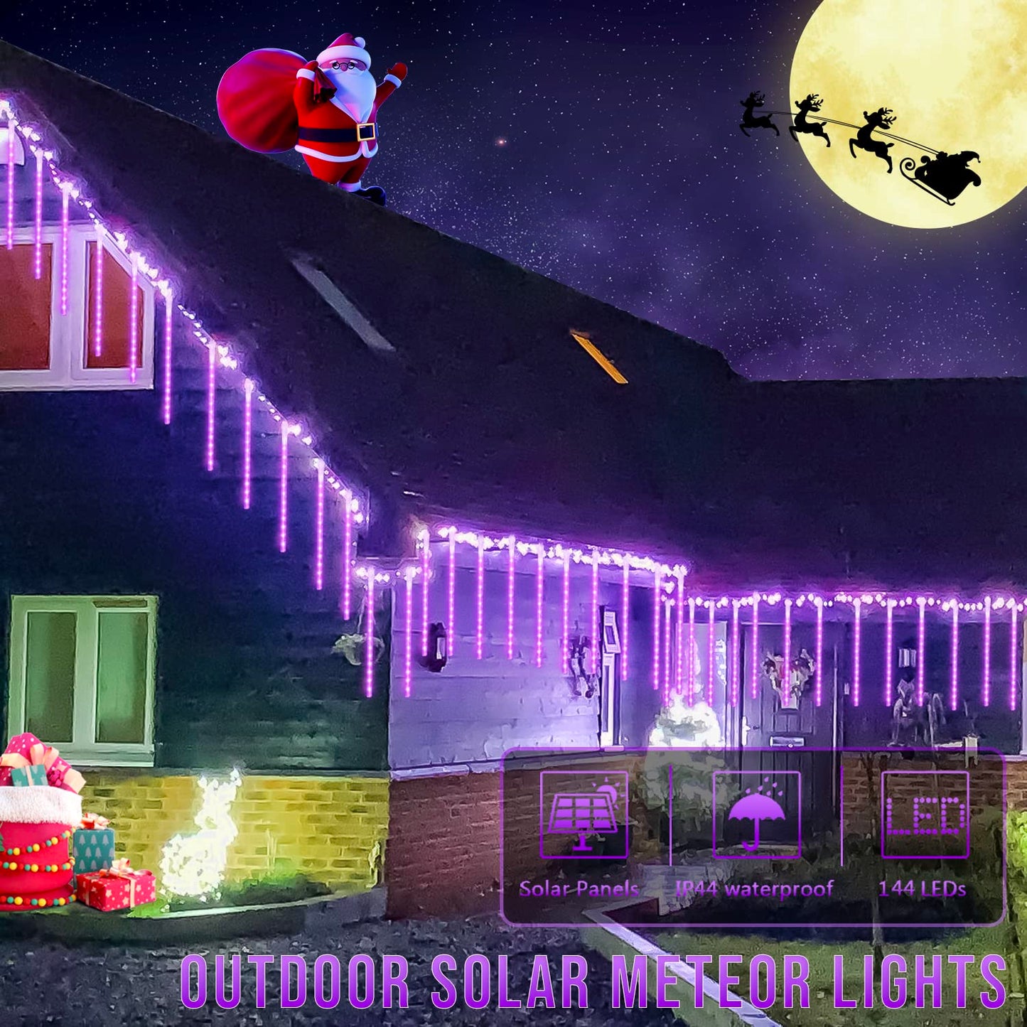 JMEXSUS Solar Halloween Lights Outdoor Purple Solar Lights