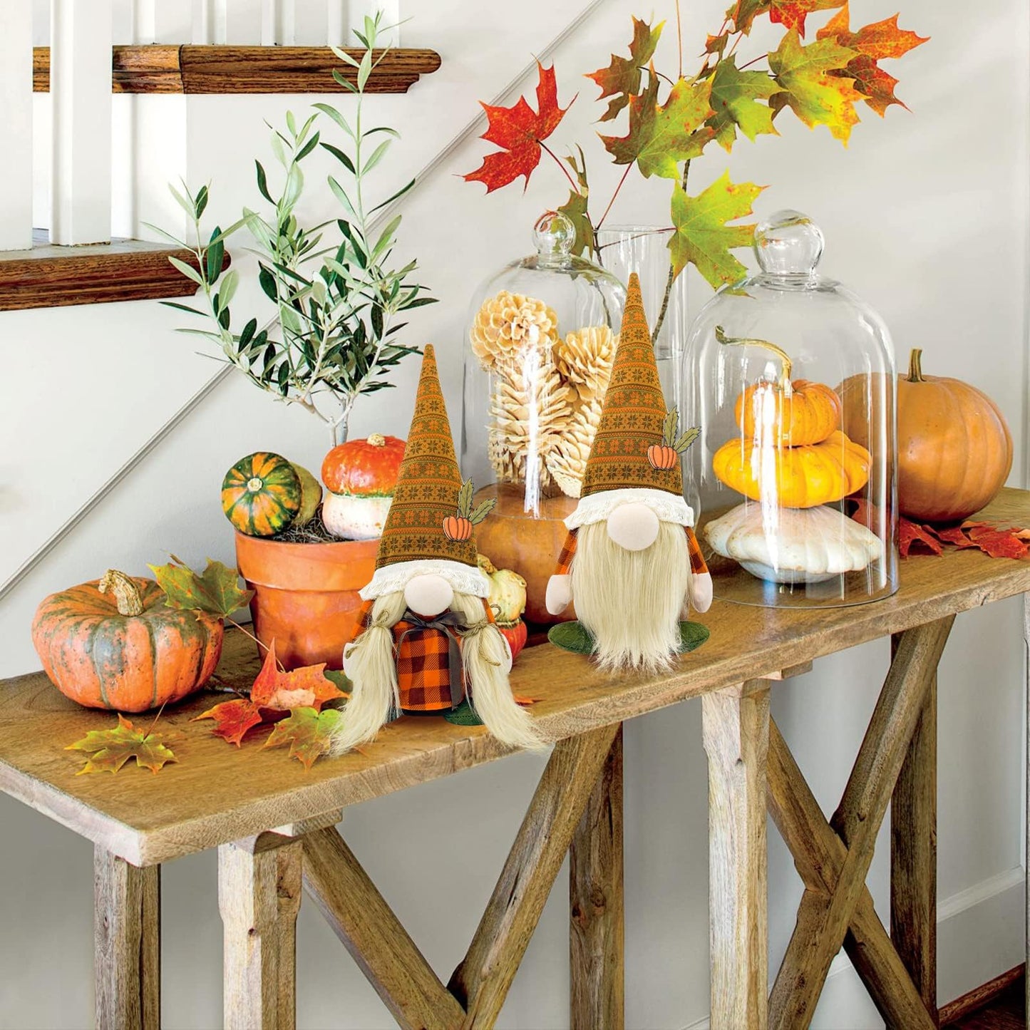 Fall Decorations for Home - Fall Decor - Cute Thanksgiving Gnomes Plush Doll for Office, Indoor, Living Room, Tiered Tray, Harvest Table Supplies - Autumn Birthday Gifts Basket Ideas for Women