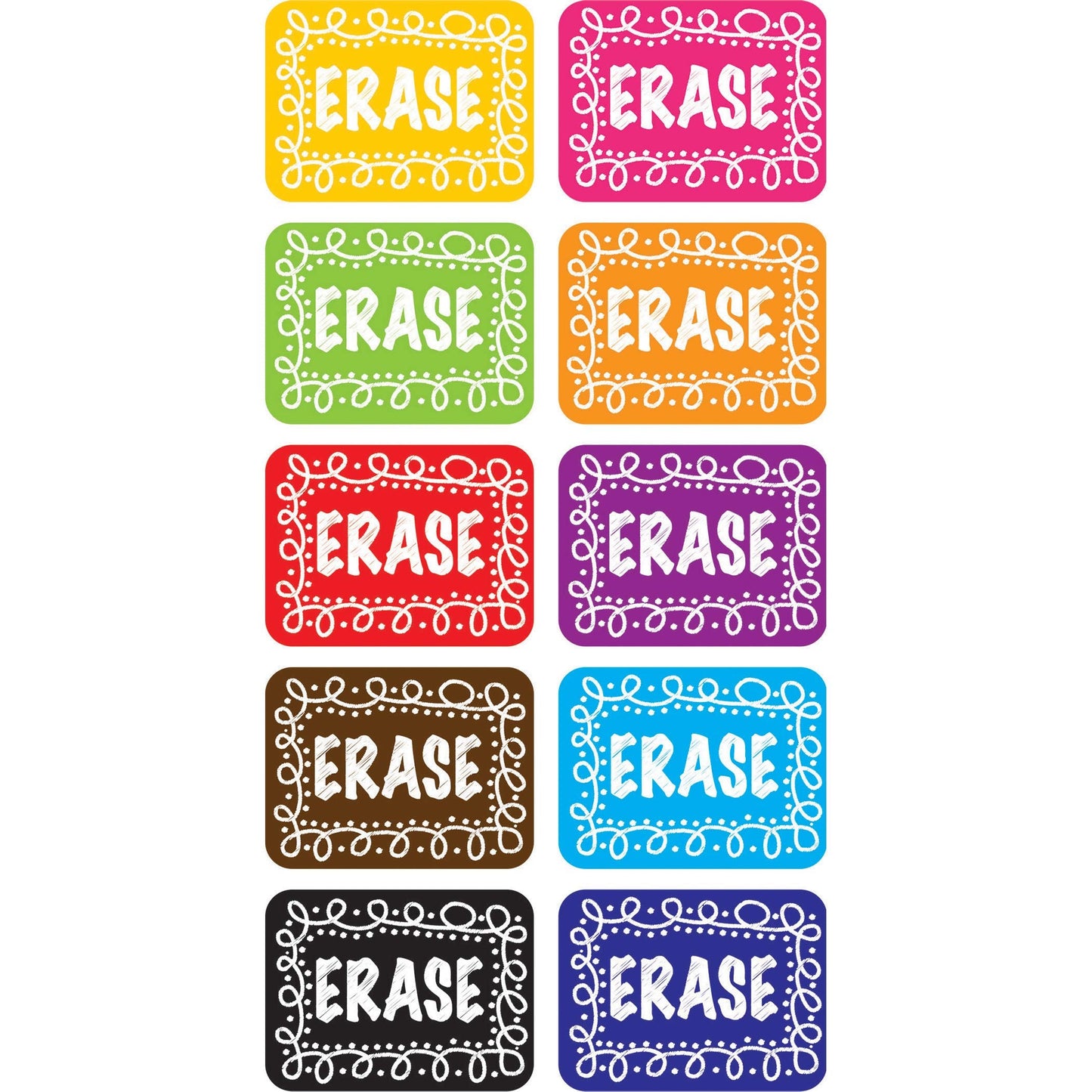 Ashley, ASH78002, Chalk Design Mini Whiteboard Eraser, 10 / Pack, Multicolor, 0.8"