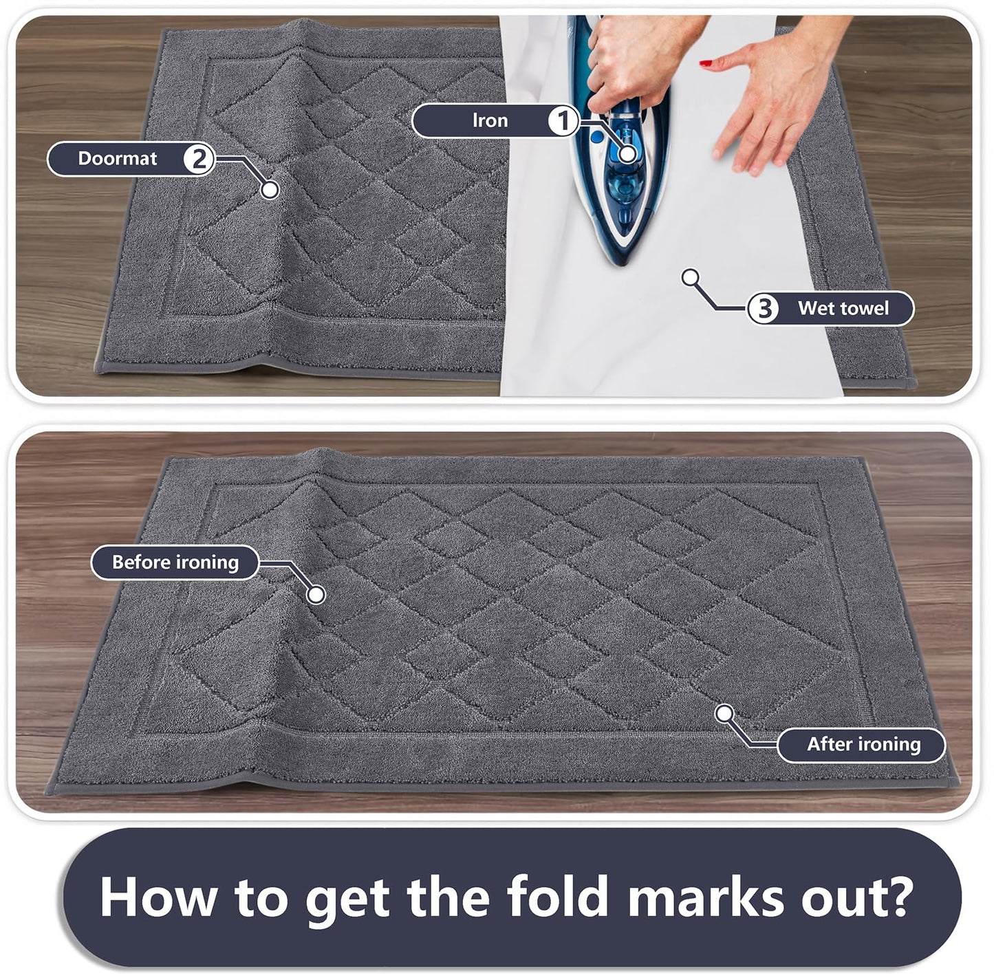 REFETONE Dirt Trapper Door Mat 32" x 40", Washable Indoor Doormat Rubber Backing Non Slip, Resist Dirt and Absorbent Entrance Mat, Low Profile Inside Floor Mats for Front Back Door and Entryway, Grey