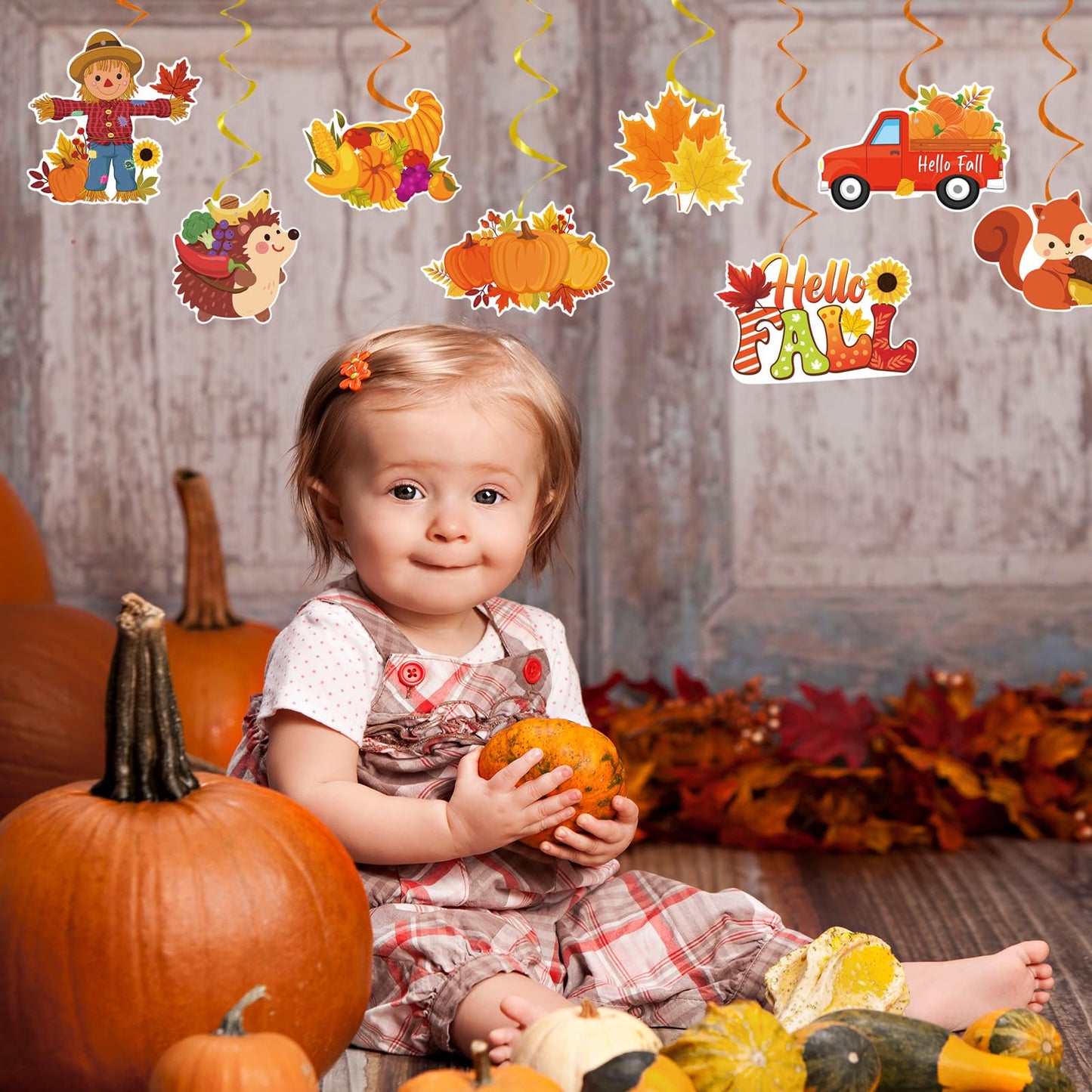 YQUQWN 48 PCS Fall Party Decorations Hanging Swirls, NO DIY Harvest Festival Decorations Autumn Party Supplies Thanksgiving Hanging Ceiling Decorations for Home Office Classroom Holiday Decoration