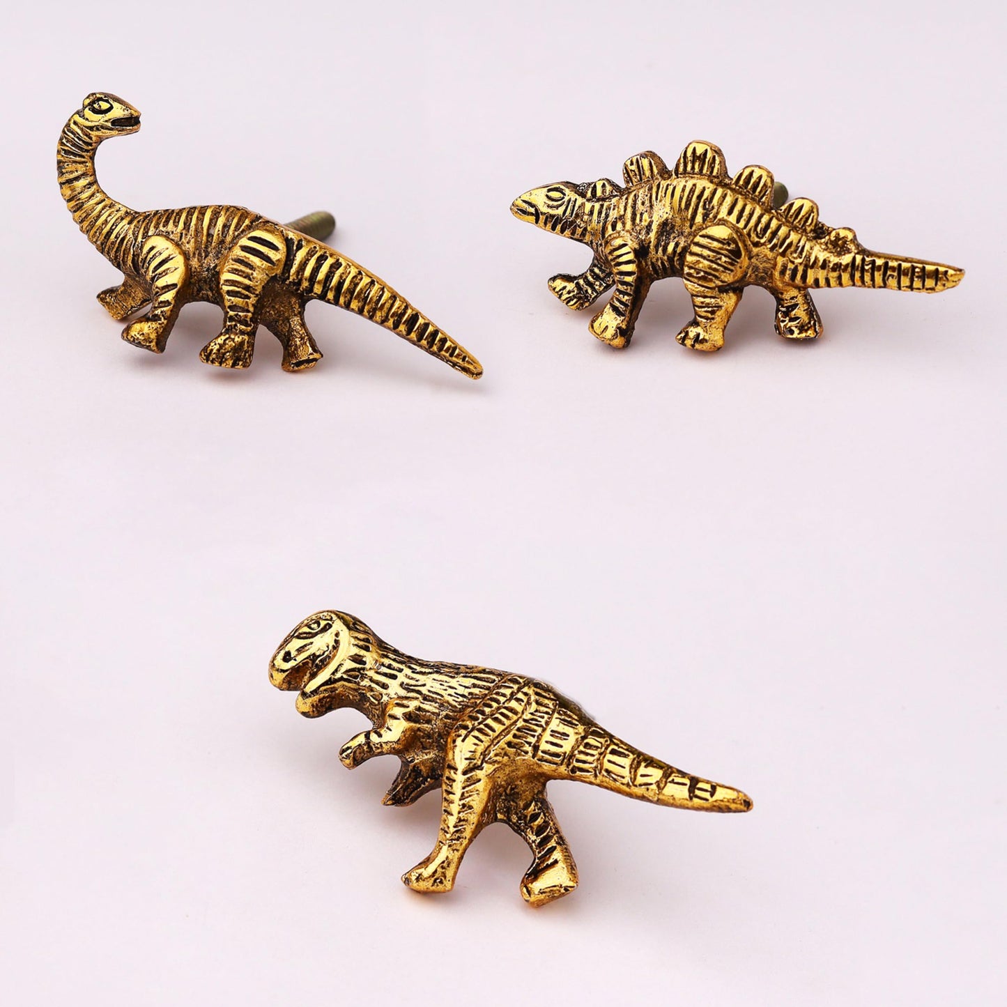 Indian Shelf 6 Pieces Cute Gold Dinosaur Drawer Knobs Kids Decorative Wardrobe Cupboard Door Knobs Pulls Handles for Home Furniture