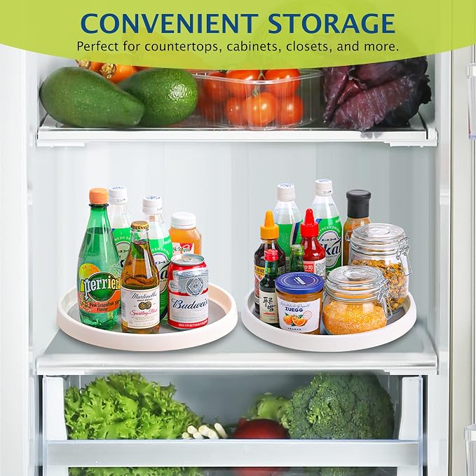 Set of 6, 10 Inch Non-Skid Lazy Susan Turntable, Lazy Susan Organizer for Cabinet, Pantry Organization, Kitchen Storage, Bathroom Sink Cabinet, Refrigerator, Countertop, Spice Rack (6 Pack 10 in)