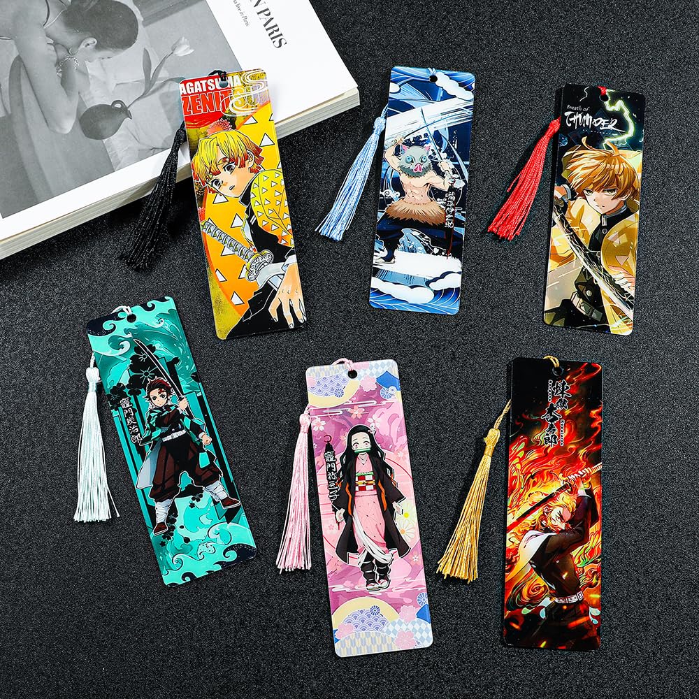 Anime Demon Kamado Acrylic Bookmark - Anime Tanjiron Zenitsu Giyuu Kyoujurou Figure Page Mark Reading Tool, Holiday Gifts for Reading Fans Book Lovers Bookworm (6pcs Style A)
