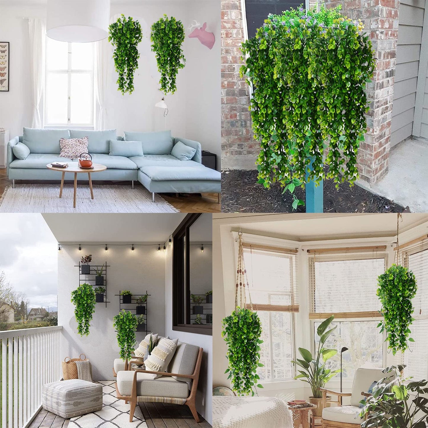 Toprooms Hanging Fake Plants,4 Pcs Faux Eucalyptus Leaf Greenery Vine Plant Faux Plants Fake Ivy Room Decor Home Garden Wedding Party Indoor Outdoor Decorations (Vine)