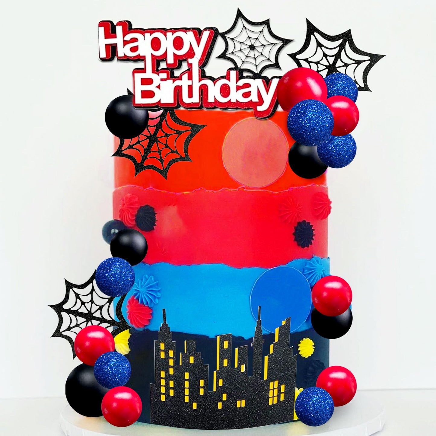 48Pcs Superhero Birthday Cake Decoration Superhero Party Favors Cupcake Cake Decoration Spider Cake Decoration