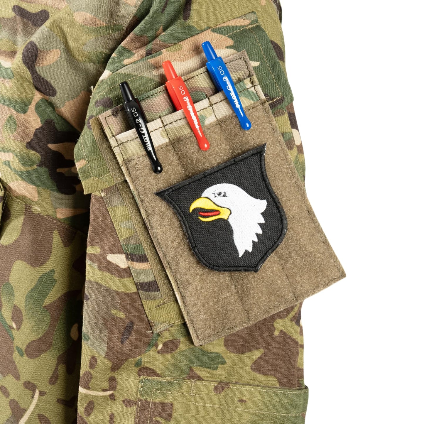 Tactical Pen Holder, Patch Holder for Army and Air Force Uniforms, OCP Hook & Loop Pencil Holder, Army OCP Uniform Pocket Accessories Pen Pocket Protector - Military Pocket Pen Holder Pouch (1, Multi)