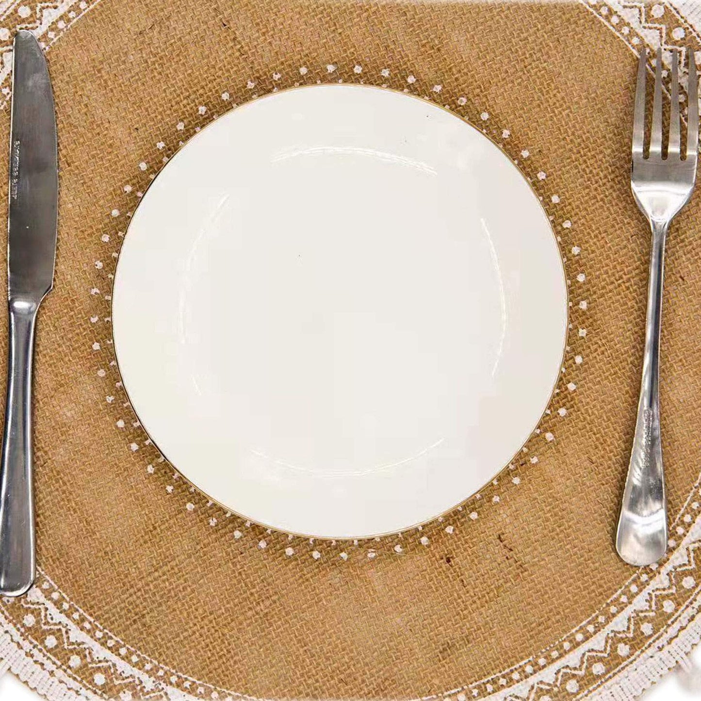 CAPASIN Placemats, Dining Winter Modern Dinner Braided Beige and Fall Circle Placemats Boho Runner Kitchen Round Table Plate Mats Set of 4 (White Ball)