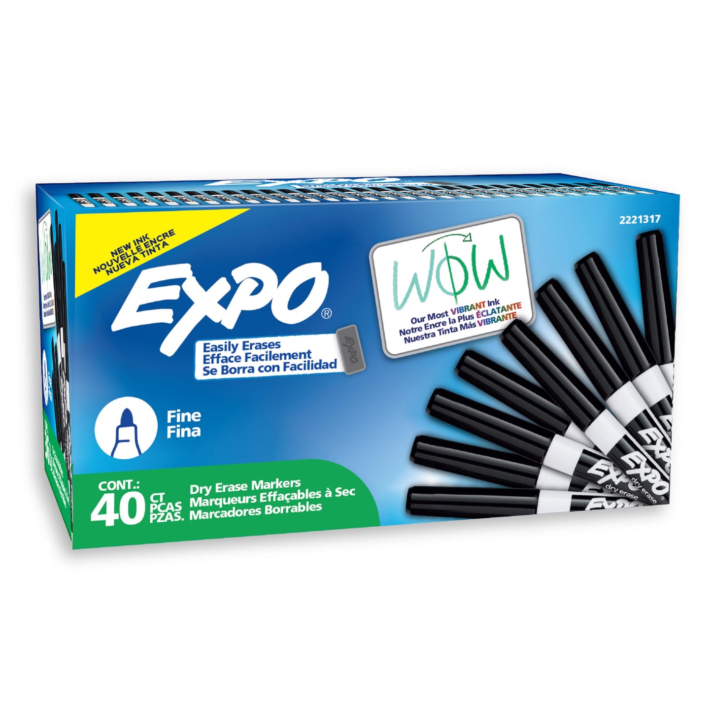 EXPO Dry Erase Markers, Low Odor Ink, Black, Fine Tip, 40 Count - Whiteboard, Calendar, Organization, Essential Supplies for Office, School, Classroom, Teachers (Pack of 6)