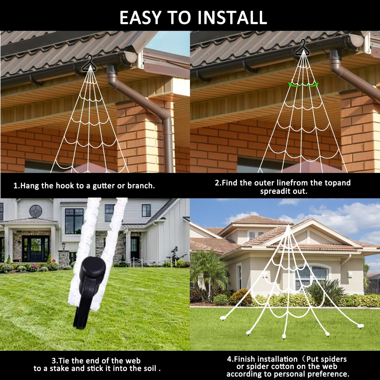 Halloween Decorations Outdoor, Spider Web Lights 250 LED Lighted Spider Web 16.4Ft Giant Halloween Decorations Light up, 8 Lighting Modes Waterproof & Timer for Indoor Haunted House Yard Decor, Purple