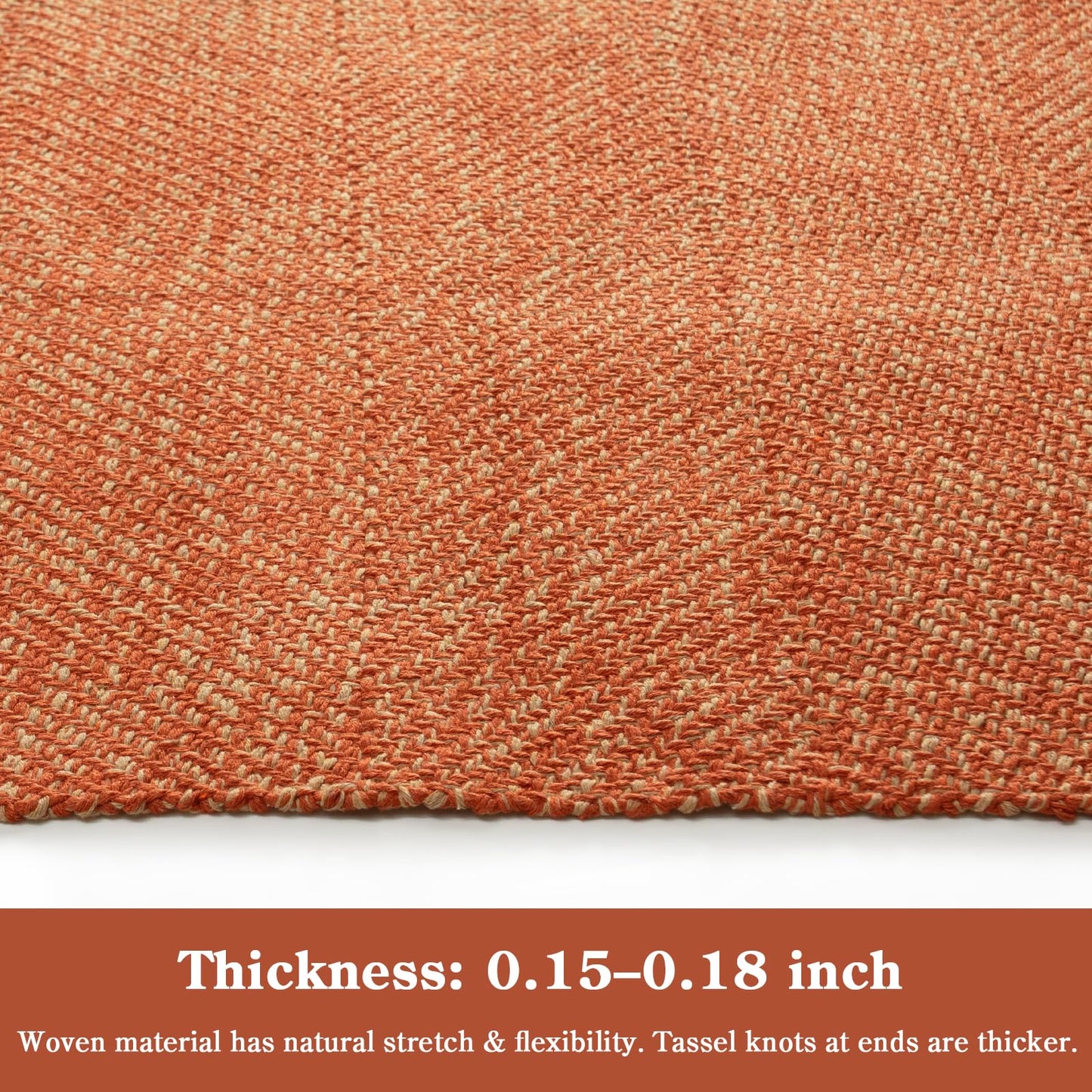 Collive Small Bathroom Rug 2' x 3', Modern Farmhouse Kitchen Mat Hand-Woven Washable Entryway Rugs, Reversible Low Profile Front Door Mat Terracotta Fall Carpet for Porch Back Bedroom Decor