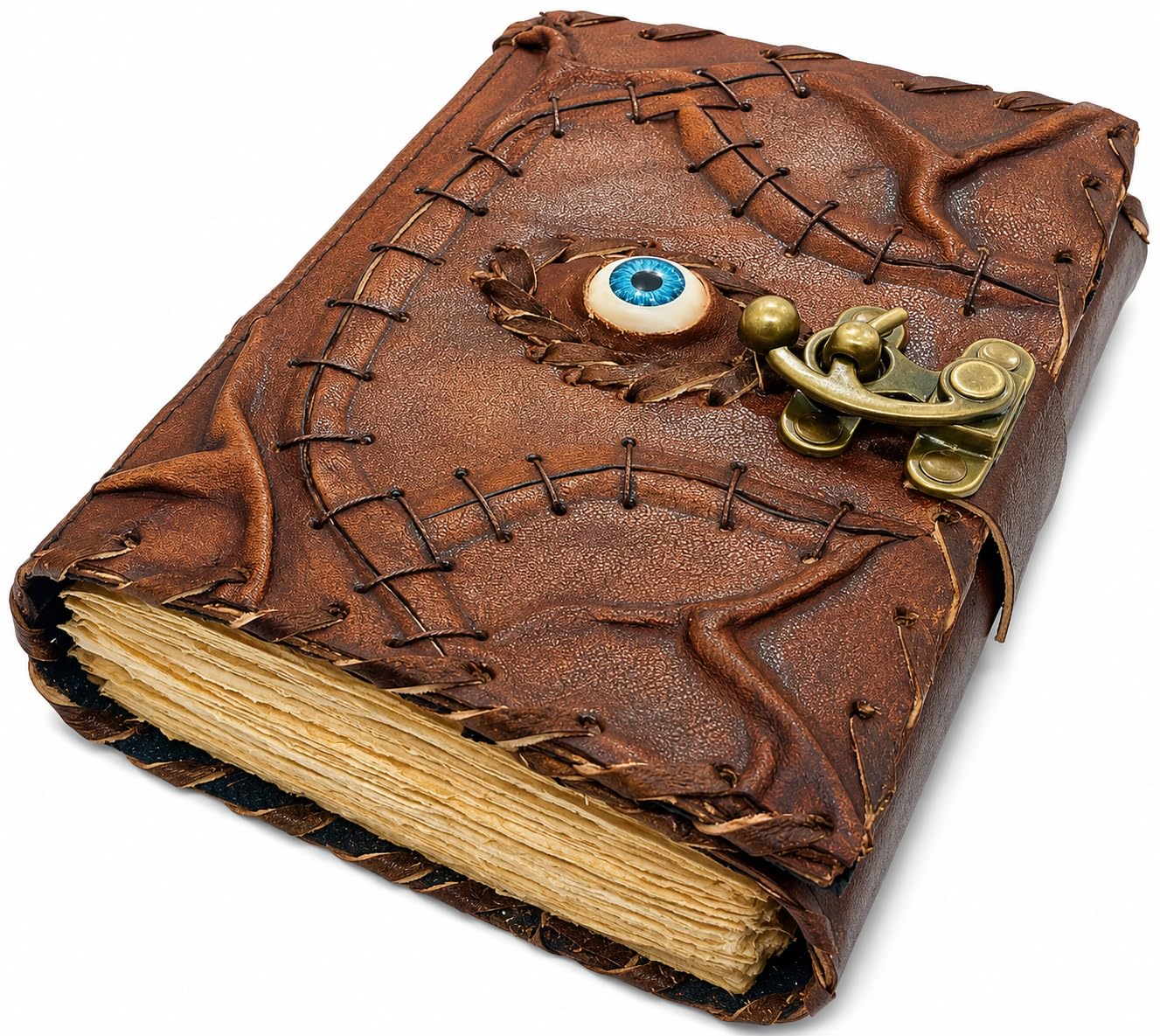 HINDORO Hocus Pocus Book Of Spells, Grimoire Blank Spell Books, Prop Halloween Decorations Decor, Book Of Shadows With Lock, Witchy Hocus Pocus Gifts For Men And Women Spellbook Evil Eye Leather Bound Journal, Grimoire Witch Best Christmas Gifts