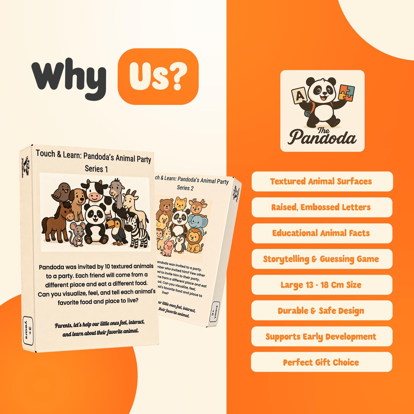 Touch & Feel Textured Animal Flashcards – Montessori Sensory Cards with Embossed Letters for Toddlers | Speech Development, Visual Learning, Travel and Autism-Friendly Play & Party Favors (Series 2)