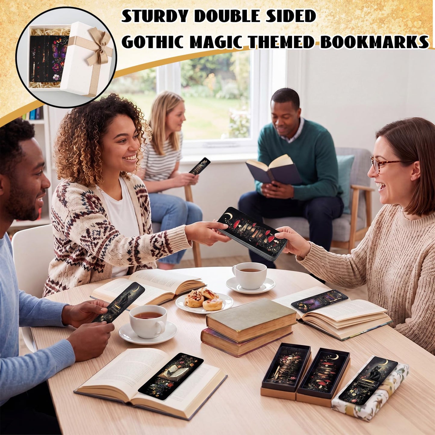 Gersoniel 200pcs Summer Halloween Dark Academia Bookmarks Bulk, 10 Designs Gothic Paper Bookmarks, Dark Romance Bookish Gifts for Book Club Party Favors Reading Accessories for Teens Adults