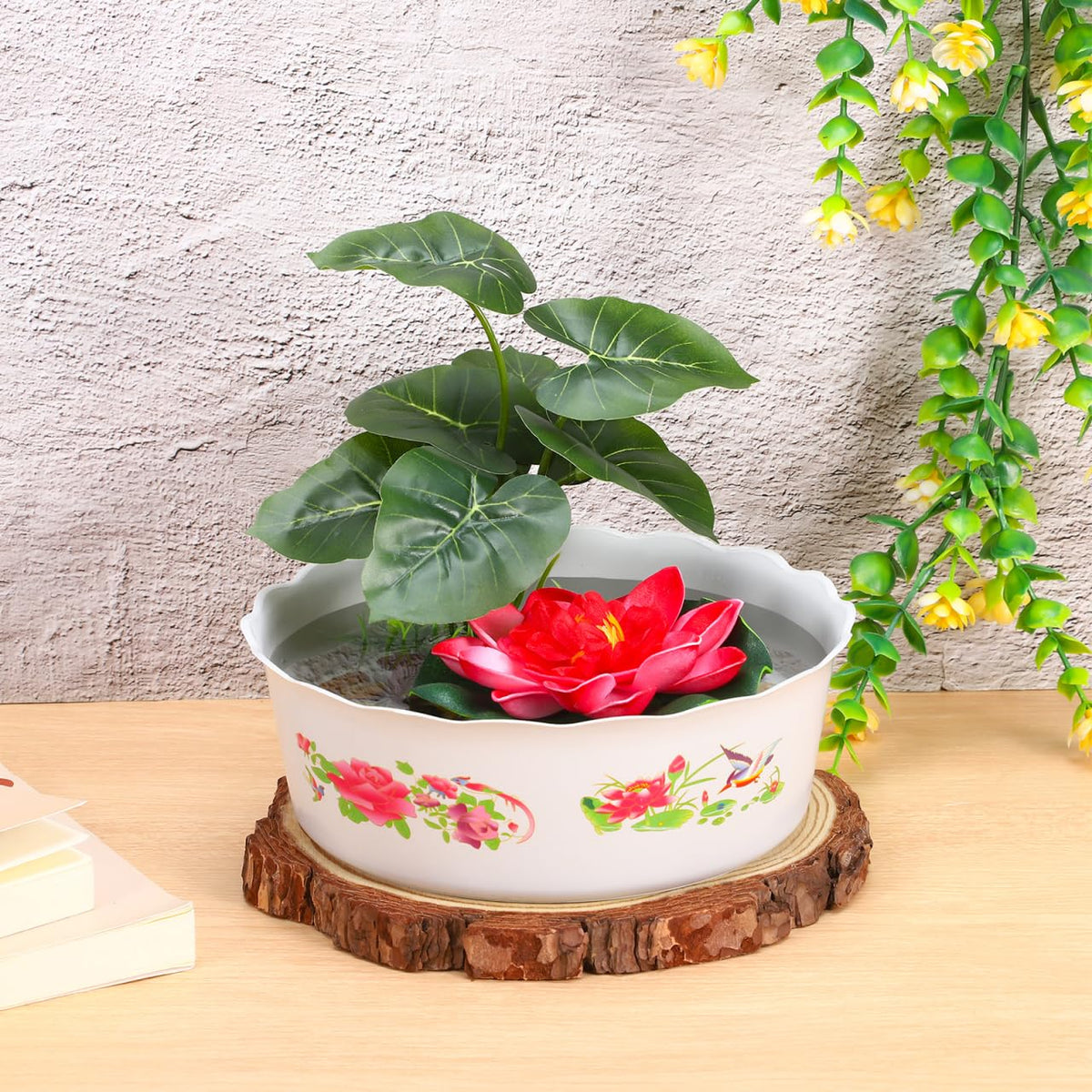 HANABASS 3 Pcs Hydroponic Lotus Water Lily Planter Planting Bowl Round Shallow Flowerpot Container Fish Bowl for Water Lily, Succulent, Aquatic Plant Garden Decoration