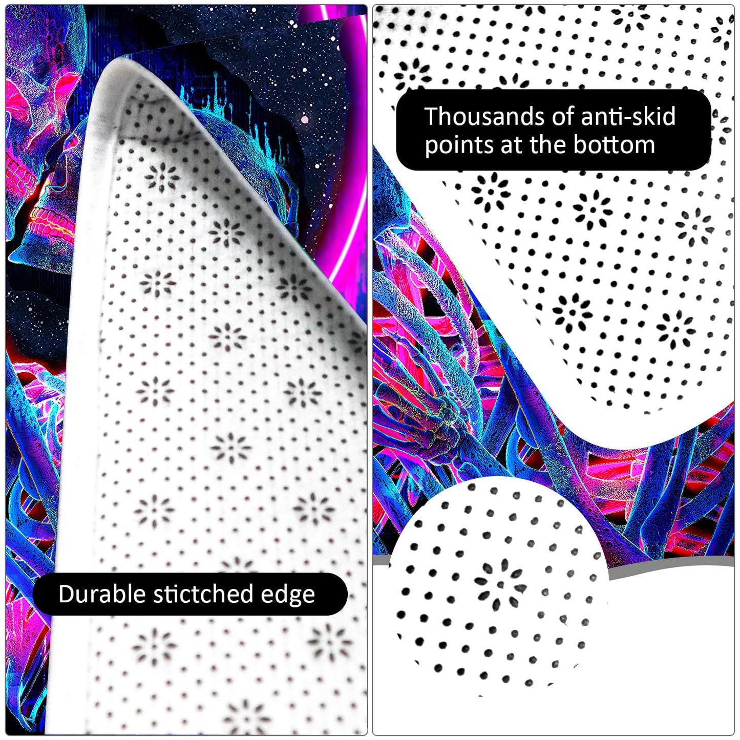EISKBC Blacklight Kiss Skull Area Rug, Neon UV Reactive Couple Skeleton Throw Rug, Romantic Fluorescent Luminous Floor Mat Carpet, Glow in The Dark Decor for Bedroom Lover Gift 70x47inch