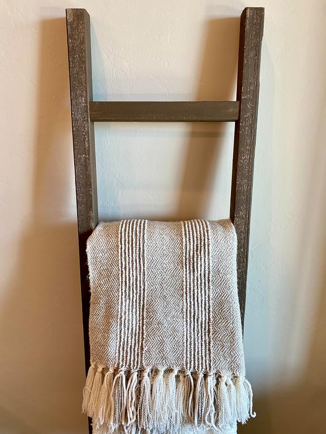 BarnwoodUSA Rustic Farmhouse Decorative Ladder - Our 6 ft Ladder can be Mounted Horizontally or Vertically and is Crafted from Upcycled Wood | No Assembly Required | Brown