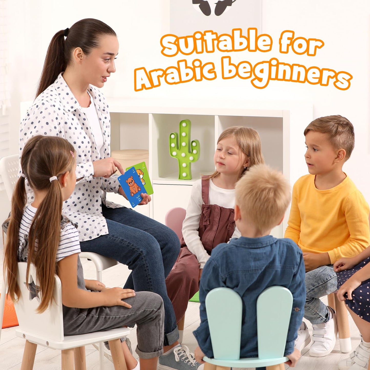 48 Arabic Toddler Flash Cards, Baby Cognitive Flashcards for Kids, Learn Arabic Letters, Number, Color, Shape & Sight Words, Educational Toys with English Transliteration for Preschool Kindergarten