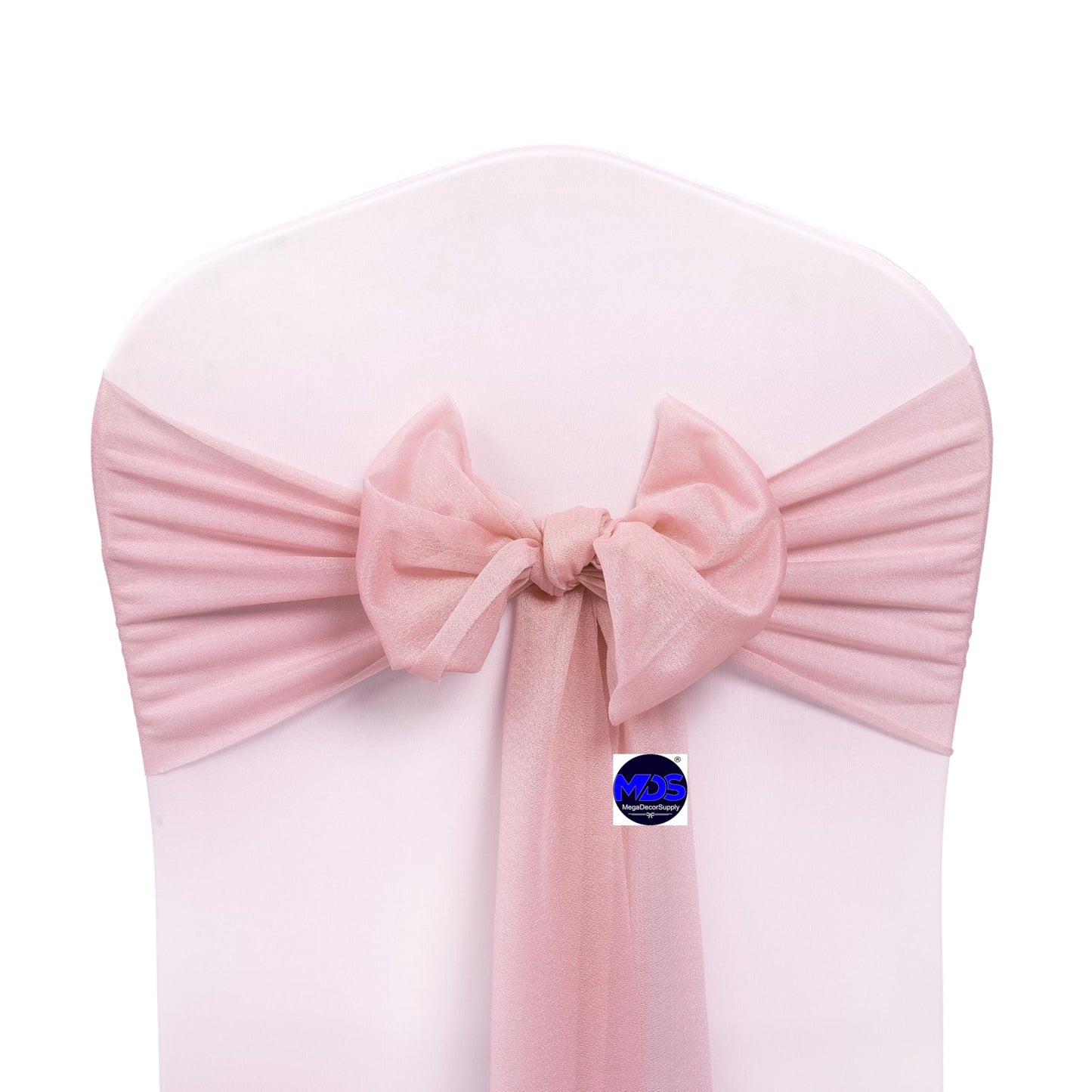 MDS® Pack of 50 Chiffon Chair Sashes Bows for Wedding Events Supplies, Decorations for Birthday Party, Graduation, Engagement, Chair Sashes fits Banquet Chair Cover Tie Back Band - Dusty Rose